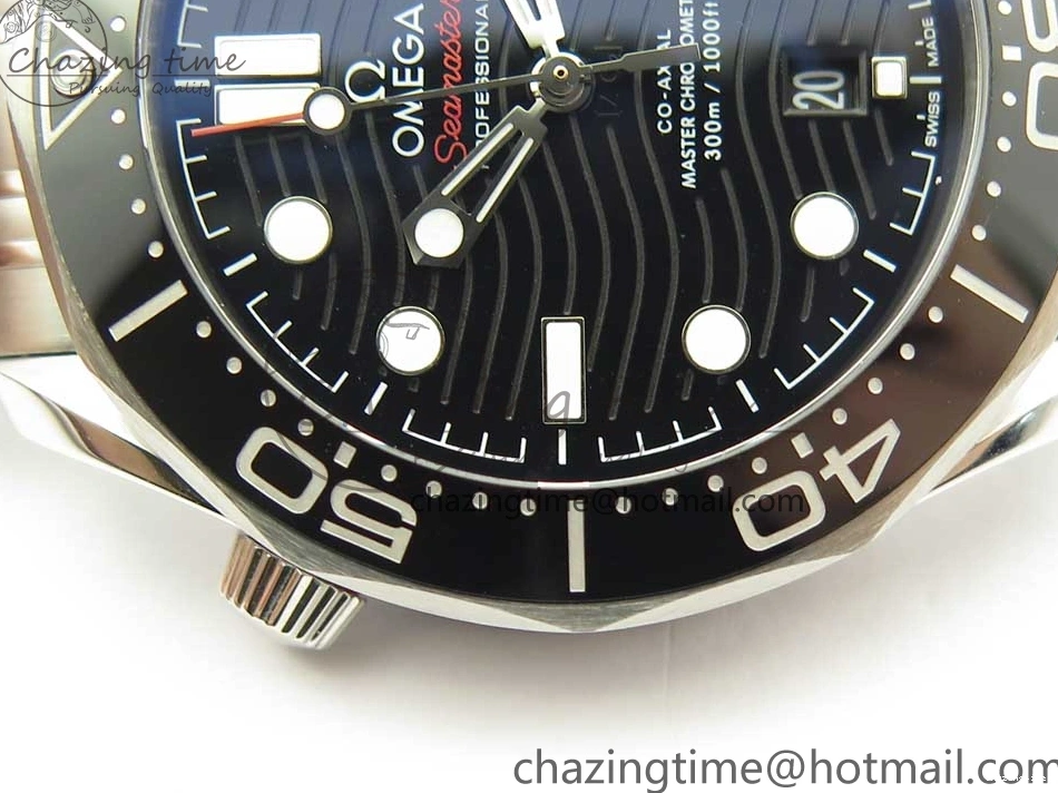 0520 2018 Seamaster Diver 300M OMF Best Edition Black Ceramic Black Dial on SS Bracelet A8800 (Black Balance Wheel) Breathable 7959
